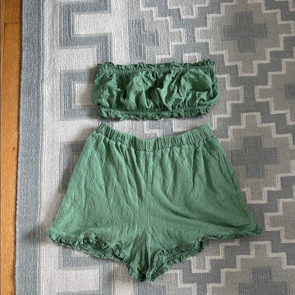 Free People Beach Ruffled Crop Top and Shorts Set - Picture 2 of 6